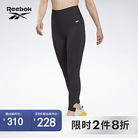 Reebok 锐步 官方女子TIGHT训练健身黑色弹力紧身运动长裤GT3189