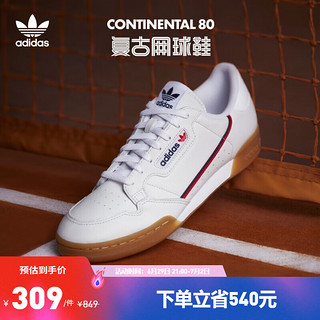 adidas 阿迪达斯 ORIGINALS Continental 80 中性网球鞋 EE5393 白/红 39