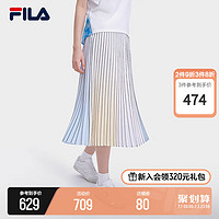 FILA 斐乐 官方女子梭织裙2023夏新款时尚休闲宽松优雅百褶半身裙