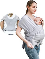BABY WIPES Baby Wraps 背带/吊带,适合新生儿到幼儿,透气且解放双手,可调节背带(浅灰色)