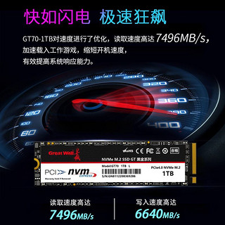 Great Wall 长城 GT70 NVMe M.2固态硬盘 1TB （PCIe 4.0）