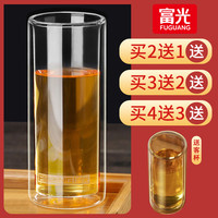 富光玻璃杯双层家用水杯果汁牛奶杯男女透明耐热泡茶杯套装320ml