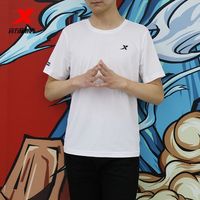 XTEP特步男短袖T恤2023夏季新款透气吸汗运动服男健身弹力简约男短T