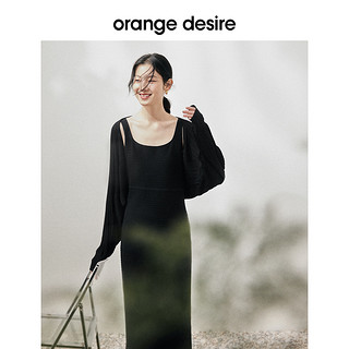 orange desire法式方领背心裙女2023夏肌理连衣裙 黑色-雅黑（预定4月8日） 160/84A/M