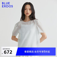 BLUE ERDOS 23春夏新款 BLUE ERDOS女装简约时尚设计感丝棉混纺多巴胺透气T恤