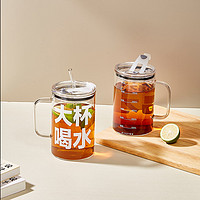 pinztea 超大容量双饮玻璃水杯1000mL 1件装