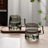 玻璃杯耐高温泡茶杯日式简约观山杯家用办公室喝水杯子带把手水杯