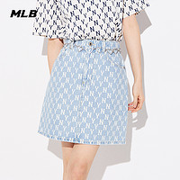 MLB官方 女士牛仔短裙复古老花休闲半身裙百搭时尚夏季DSM01