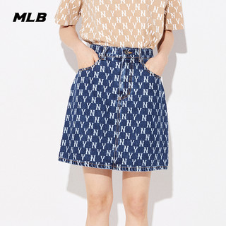 MLB官方 女士牛仔短裙复古老花休闲半身裙百搭时尚夏季DSM01