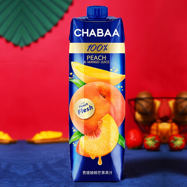 CHABAA 芭提娅 泰国进口100%桃芒汁 1L*2瓶 多款可选