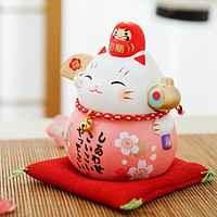 日本药师窑达摩招财猫陶瓷摆件礼物进口车载日式平安守护