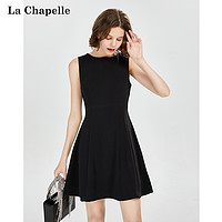 La Chapelle 法式收腰连衣裙女2023年夏季赫本风新款气质修身小黑裙子