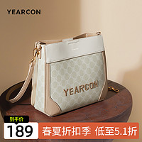 YEARCON 意尔康 包包女2023新款夏单肩包复古印花斜挎包百搭通勤女包链条包