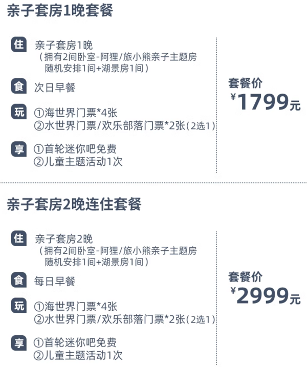 暑假不加价！比618价更低！桂林融创施柏阁酒店 豪华山景房/亲子套房1-3晚（2大2小早+海世界门票2-4张+水世界/欢乐部落门票2张）