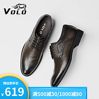 VOLO 犀牛男鞋商务正装西装皮鞋男士舒适透气软底德比皮鞋 棕色 41