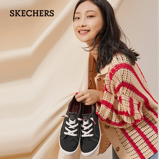 Skechers斯凯奇2021秋季新款简约帆布鞋女舒适透气休闲鞋平底板鞋 39 白色/WHT