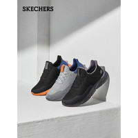 斯凯奇（Skechers）男鞋休闲鞋 运动鞋 一脚蹬减震舒适透气网面鞋 65867 灰色/蓝色/65867-GYBL 39