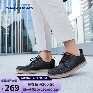 斯凯奇Skechers男鞋 时尚简约休闲鞋 轻质透气缓震低帮鞋 65875 黑色 44.0