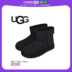 UGG 日本直邮UGG CLASSIC MINI LEATHER BLACK 剪羊毛靴 女士