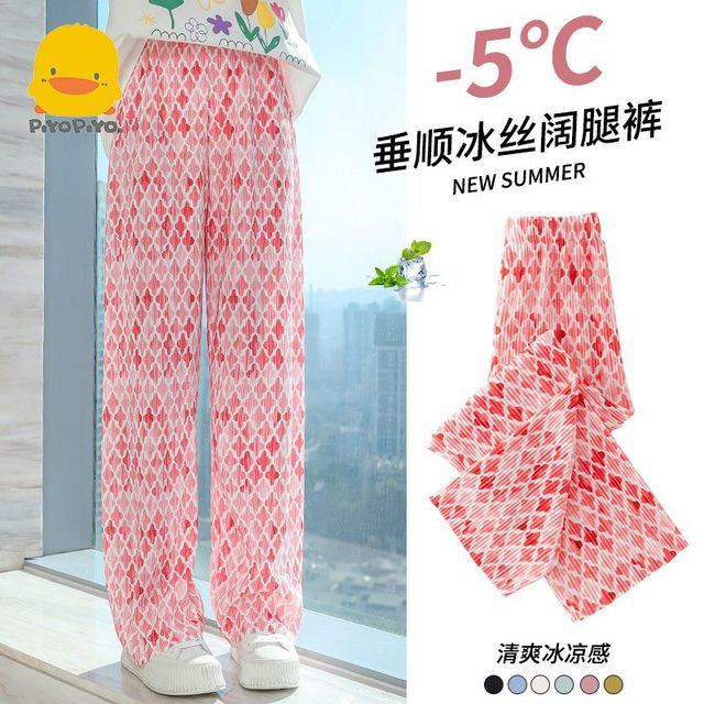 PIYOPIYO 黄色小鸭 女童裤子夏季薄款女孩休闲阔腿裤大童夏装冰丝儿童防蚊裤