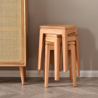 凳子家用板凳圆凳橡木凳子实木方凳高凳子餐桌凳子北欧可叠放凳子