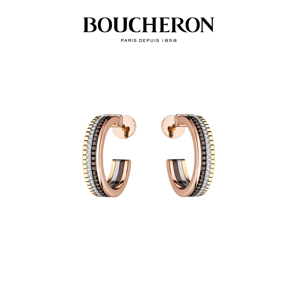 BOUCHERON 宝诗龙 QUATRE CLASSIQUE EDITION 系列 JCO01599 几何18K金钻石耳环