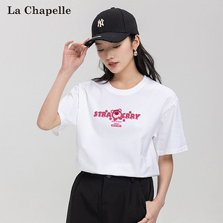 La Chapelle 2023夏季新款宽松圆领纯棉T恤衫女卡通休闲印花短袖上衣