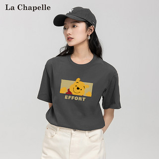 La Chapelle 2023夏季新款宽松圆领纯棉T恤衫女卡通休闲印花短袖上衣