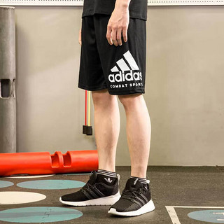 阿迪达斯 （adidas）男短裤透气休闲阿迪达斯短裤五分裤大LOGO短裤 黑/白 3XL