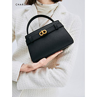 CHARLES & KEITH 金属扣带饰手提包   CK2-50270880 Black黑色 S