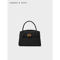 CHARLES & KEITH 金属扣带饰手提包   CK2-50270880 Black黑色 S