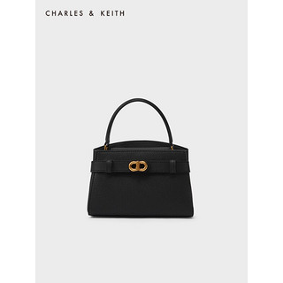 CHARLES & KEITH 金属扣带饰手提包 单肩包包 女包 CK2-50270880 Black黑色 S