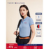 TOMMY HILFIGER 女珠地网眼撞色字母修身五粒扣短袖POLO衫38446 天蓝色C1Z M(推荐：105-115斤)