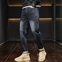 JSW//JEANS 真维斯旗下品牌牛仔裤男新款时尚刺绣图案弹力直筒青年男士牛仔裤