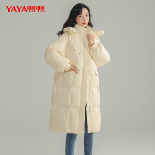 鸭鸭羽绒服 YAYA鸭鸭2022新款羽绒服女中长款面包服休闲宽松东大门网红连帽外套H 黑色绿色内衬（DSL06B0160） S
