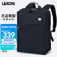 LEXON 乐上 电脑包男士双肩包15.6英寸双隔层书包简约出差商务通勤背包蓝黑色