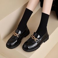 tokharoi 吐火罗 2022年新款乐福鞋女厚底真皮圆头浅口粗跟一脚蹬英伦风单鞋