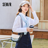 Semir 森马 时尚拼色撞色织带马鞍包女斜挎包休闲百搭小包109221153150