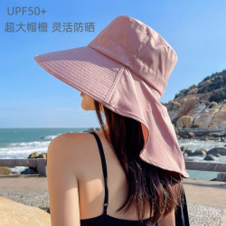 上夏 披肩遮阳帽子夏季韩版潮防紫外线渔夫帽女大檐防晒遮脸护颈太阳帽