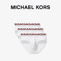 MICHAEL KORS 迈克·科尔斯 迈克高仕 男士中腰透气 Logo 腰边三角内裤 三条装 白色 100 S