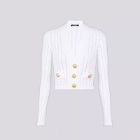 BALMAIN 巴尔曼 女士V领针织衫 BF1KL018KE18 白色 36