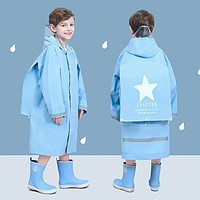 MOKEN 魔肯 儿童雨衣男童女童幼儿园小学生小孩宝宝雨披大帽檐 星星蓝色 XL建议120-130cm