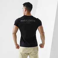 SOSOLEMON夏季男士t恤上衣印花美式短袖修身休闲跑步速干运动透气