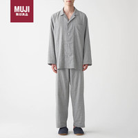  無印良品 無印良品 MUJI男式 无侧缝双层纱织 睡衣 家居服 FBA11C2S 灰色 L-XL