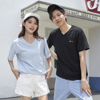 JEANSWEST 真维斯 JW真维斯短袖T恤男装春夏纯棉V领印花上衣外穿情侣纯色简约打底衫