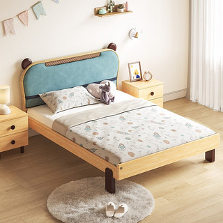 顾家家居（KUKA）儿童床实木青少年学生单人床儿童家具卧室床 小熊款含床垫（10cm） 1.5*2M
