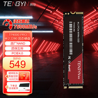 TENGYIN 腾隐 中科院出品 精选长江存储晶圆SSD固态硬盘Gen4 NVMe TP4000PRO 2TB 读速7500MB/S