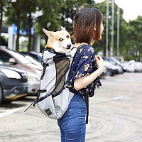 贝尼宠 背狗包 双肩大号透气露头宠物狗包 狗背包小型犬中型犬 背狗袋子 狗包大号L16-26斤背长58cm