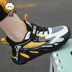 DDCat 叮当猫 男童鞋子黑色耐脏防滑运动鞋儿童春季网面透气跑步鞋