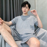 FUXINKANG 富信康 睡衣男夏季棉质短袖短裤韩版宽松学生春天男士圆领家居服两件套装 HDE-9912 L